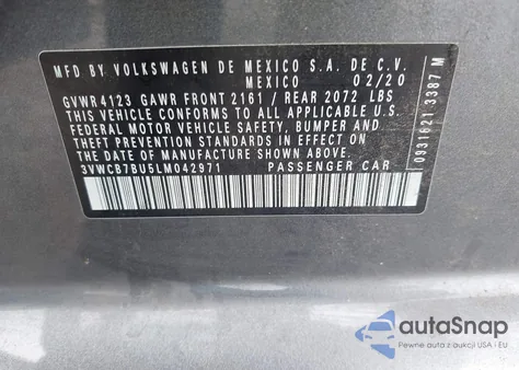 2020 Volkswagen Jetta S/Se/R-Line from USA, damaged, VIN 3VWCB7BU5LM042971